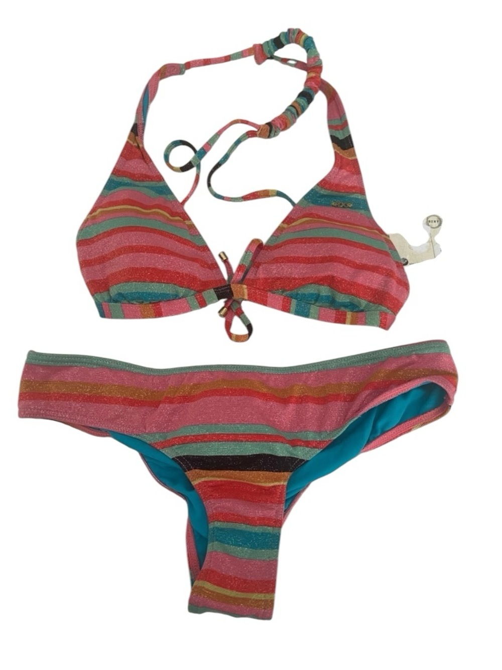 NWT ROXY SHIMMER STRIPE BIKINI SIZE SMALL/MEDIUM